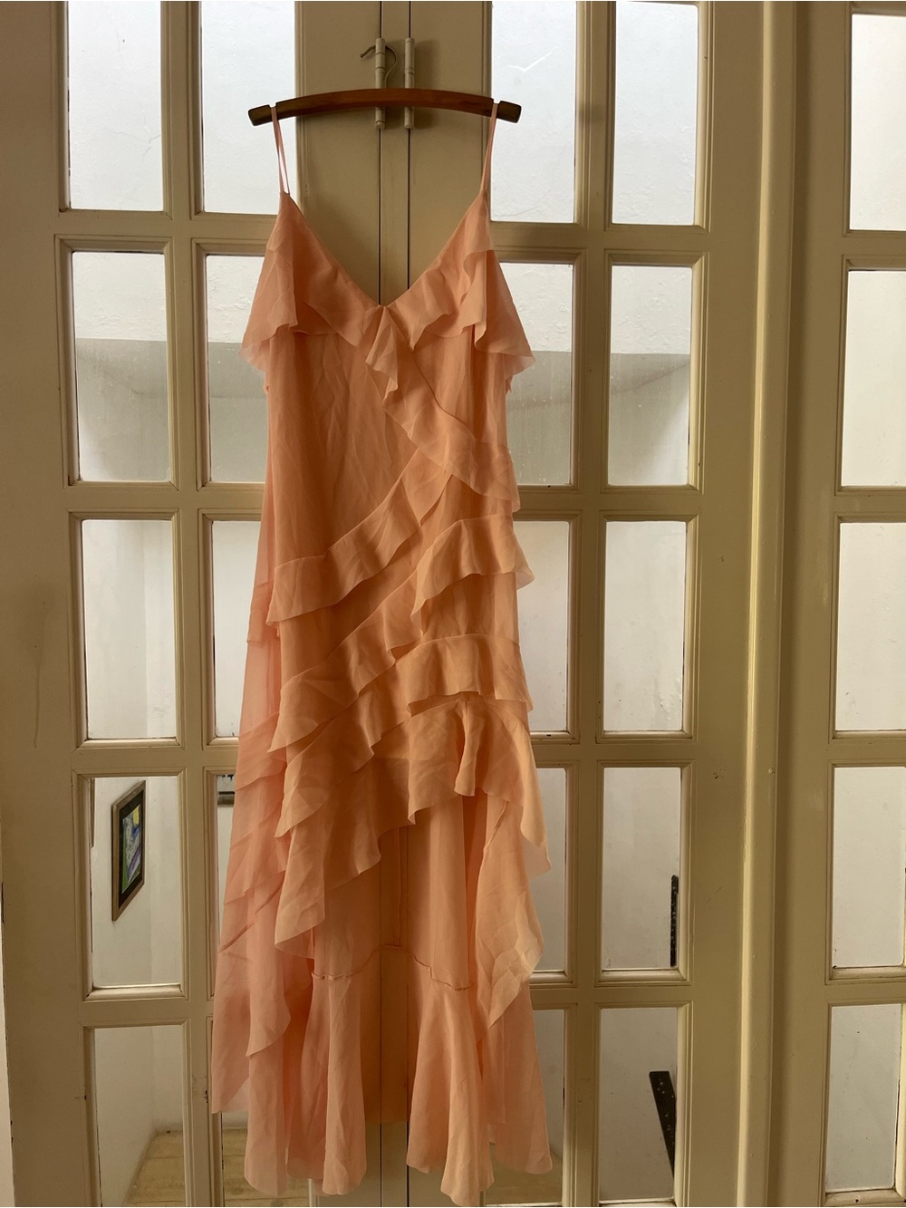 NWOT Women's Baby Pink Ruffle Slip Dress - Elegant Layered Style